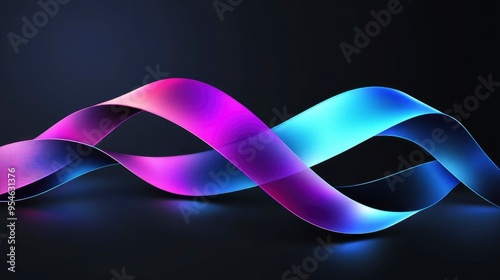 Fototapeta Naklejka Na Ścianę i Meble -  3d ribbons with blue and purple glow for Black Friday sale on black background. Crossed ribbons. Graphic elements for big sale. Vector illustration. with generative ai