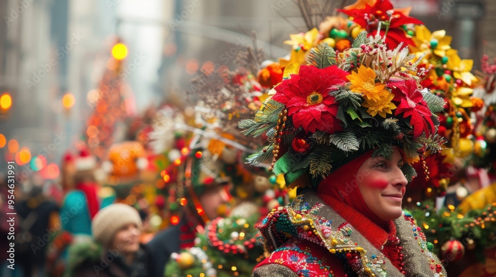 Holiday Parade: A colorful parade showcasing themed floats, lively marching bands, costumed performers, and crowds of spectators waving banners and cheering.
Holiday Parade: A colorful parade showcasing themed floats, lively marching bands, costumed performers, and crowds of spectators waving banners and cheering.