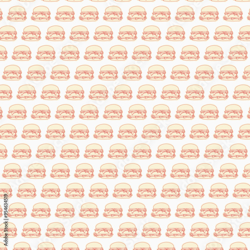 simple seamless burger pattern design for fast food packaging, wallpaper, pattern
