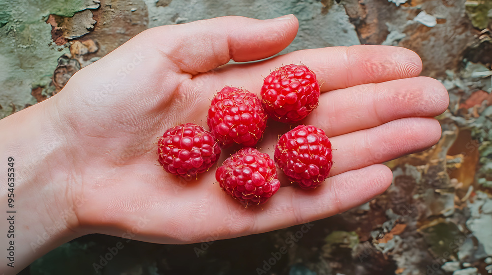 handful of raspberries being held in the palm of a hand handful of raspberries being held in the palm of a hand
