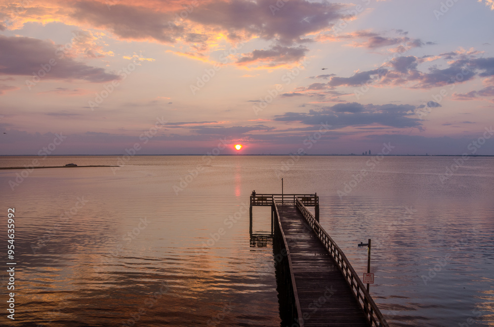 Obraz premium August sunset at Mobile Bay, Alabama
