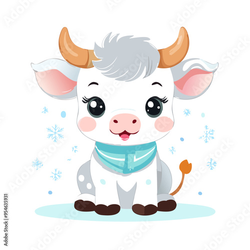 Bull Cute Small Cartoon Baby Animal Character
