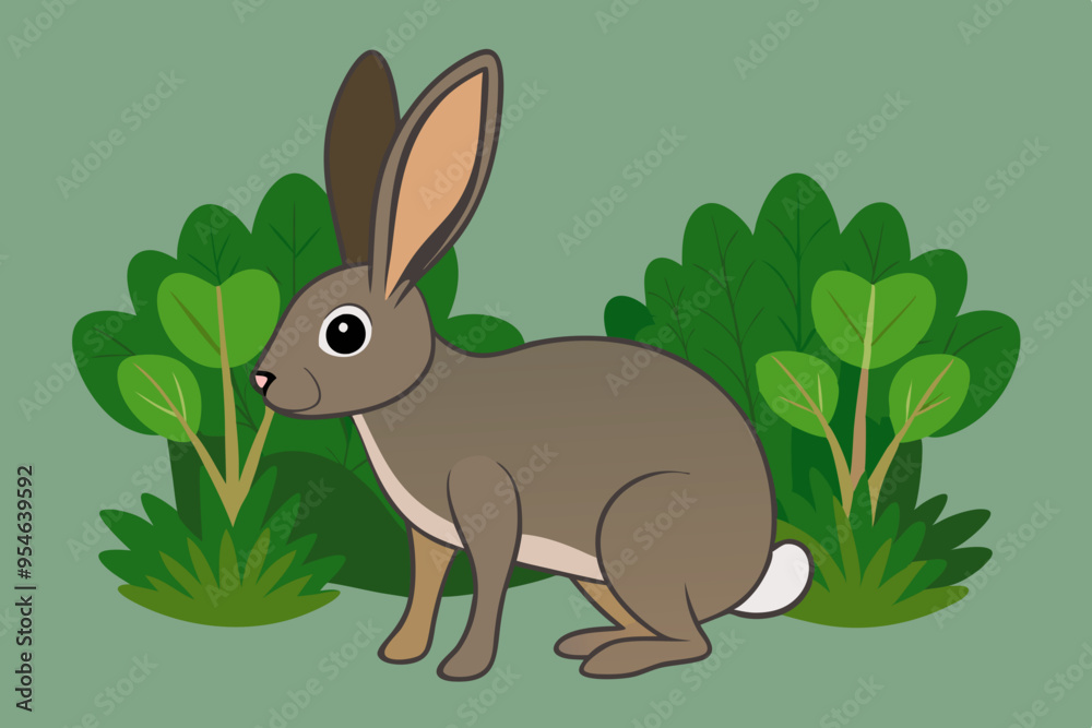 Obraz premium rabbit with grass vector icon