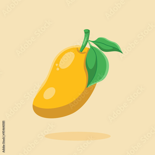 Ripe mango fruit cartoon icon illustration. Isolated vector food nature icon concept designed in flat cartoon style. Mangifera indica
