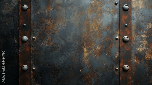 Vintage Metal Background with Rusty Texture and Industrial Rivets for an Authentic and Historical Look