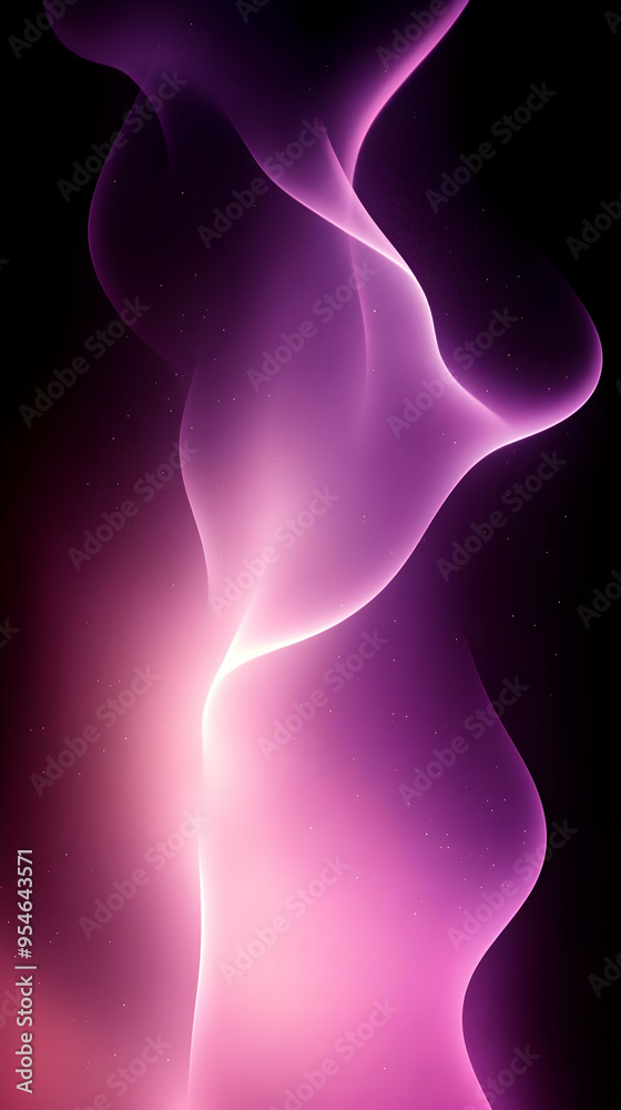 Abstract purple and white glowing waves on a black background. Abstract purple and white glowing waves on a black background.