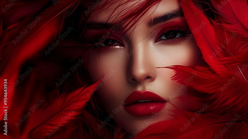 Modern Abstract Portrait of a Beautiful Woman: Fashion Art Highlighting Face, Beauty, and Glamour in Contemporary Style Modern Abstract Portrait of a Beautiful Woman: Fashion Art Highlighting Face, Beauty, and Glamour in Contemporary Style