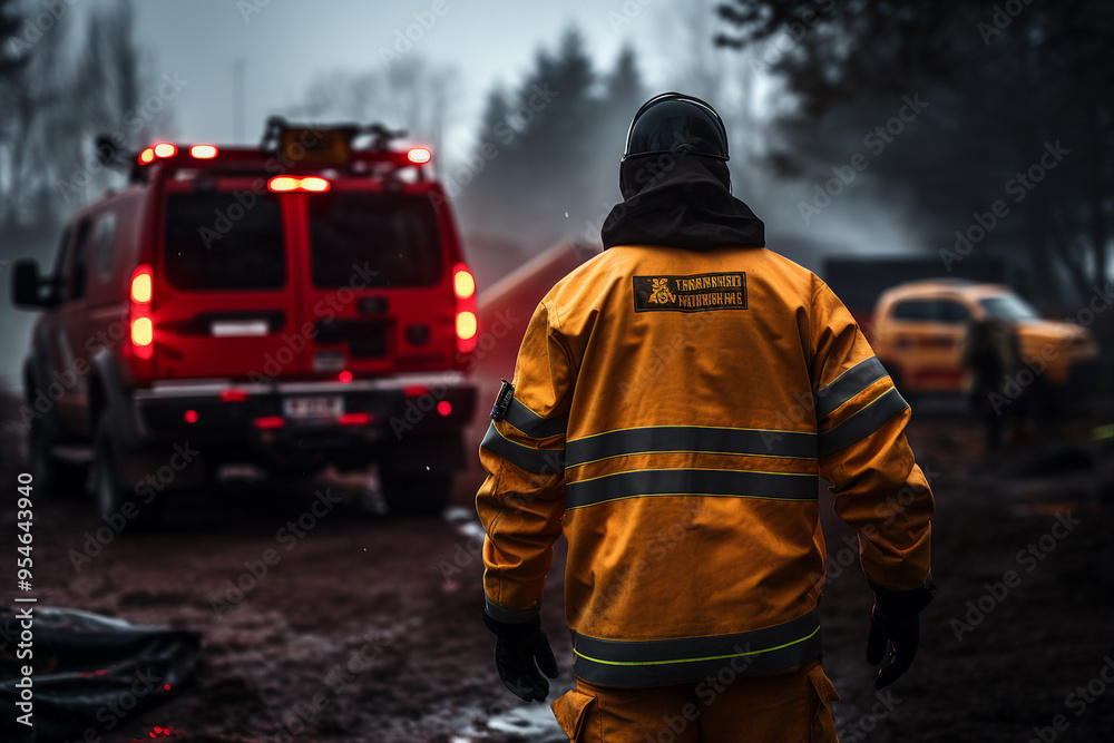 AI generated photo of car crash rraffic accident paramedics and firefighters AI generated photo of car crash rraffic accident paramedics and firefighters