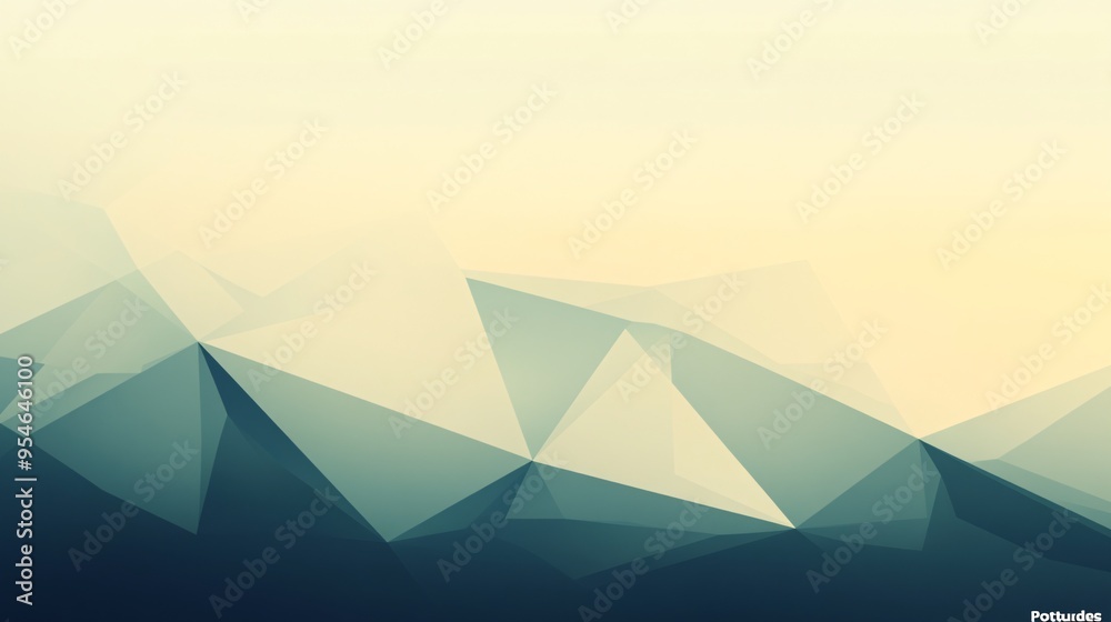 A serene abstract landscape with soft pastel triangles and gradients.