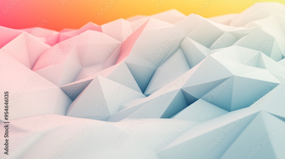 Abstract geometric landscape with soft pastel colors creating a serene visual experience. Abstract geometric landscape with soft pastel colors creating a serene visual experience.