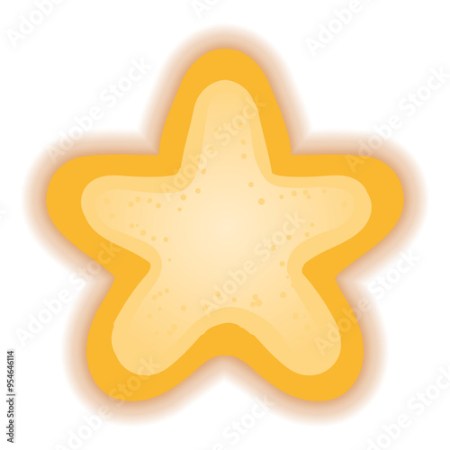 cartoon illustration of a golden shiny star or a starfish icon