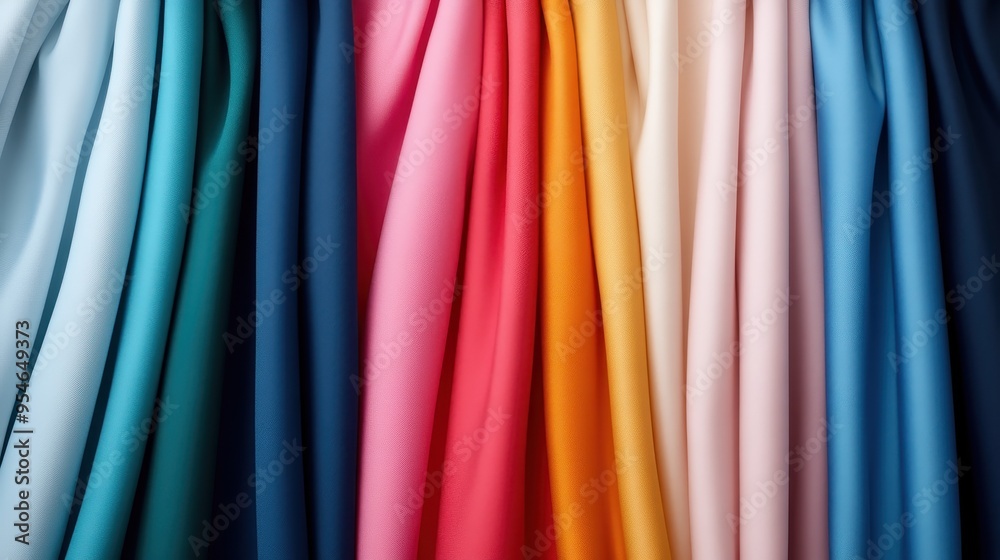 A vibrant display of fabric drapes in various colors, showcasing texture and elegance for fashion and design inspirations. A vibrant display of fabric drapes in various colors, showcasing texture and elegance for fashion and design inspirations.