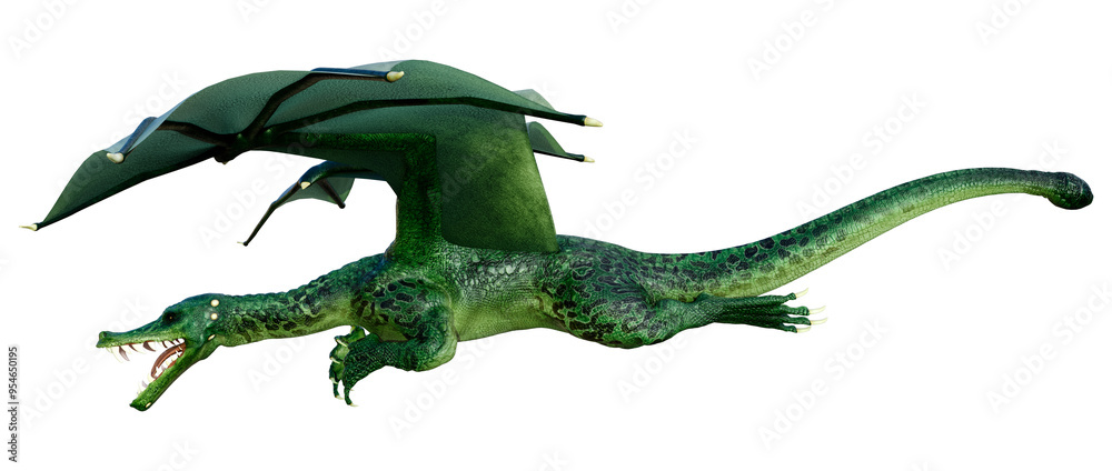 Fototapeta premium 3D Rendering Fairy Tale Dragon on White