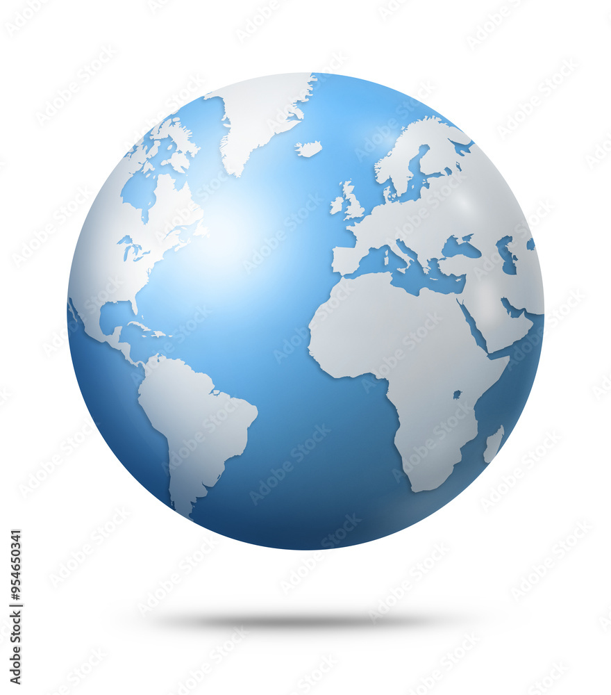 Blue earth globe isolated on white background Blue earth globe isolated on white background