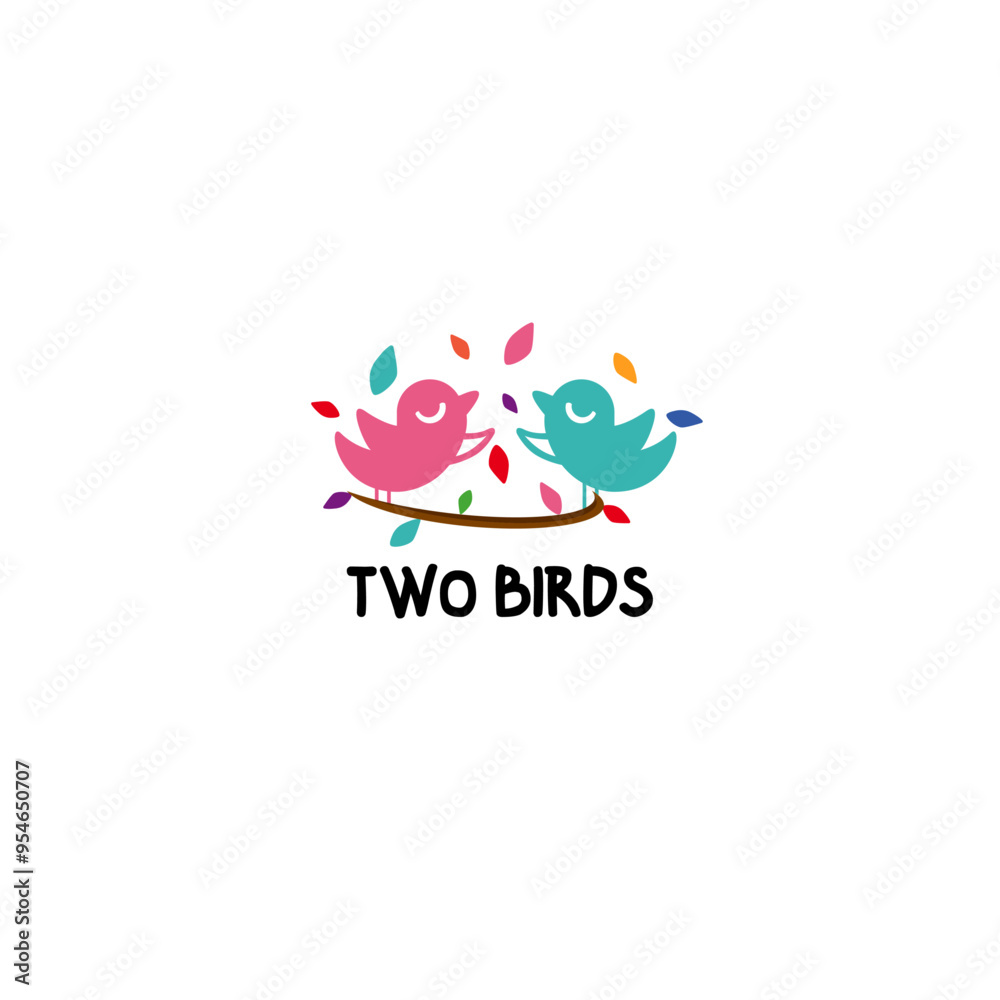 Two birds vector logo design, two chicks logo Two birds vector logo design, two chicks logo