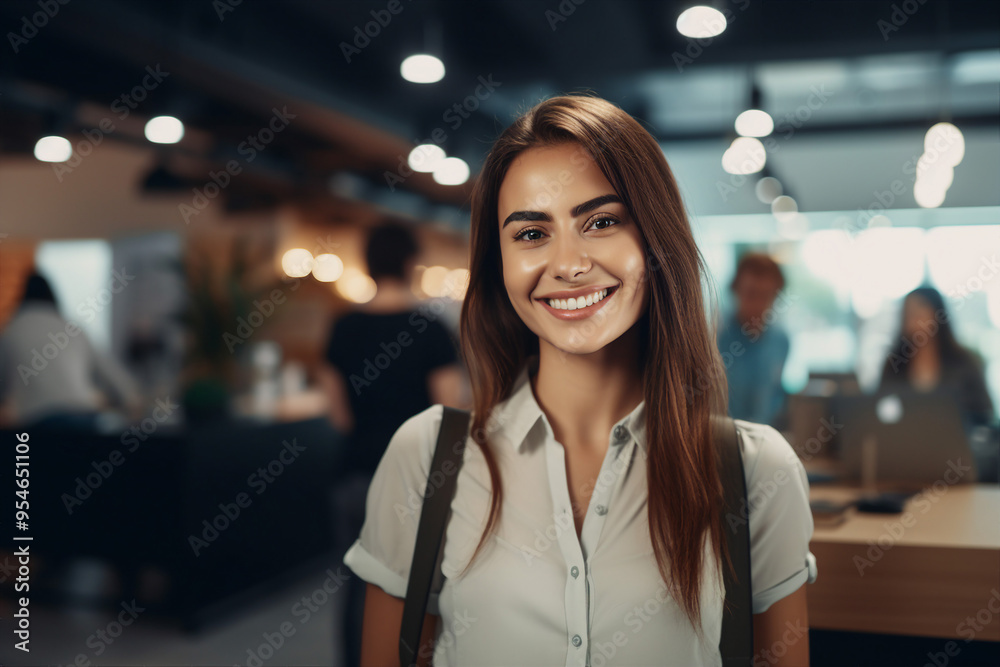 Successful business people person in modern interior office space building made with Generative AI artwork Successful business people person in modern interior office space building made with Generative AI artwork