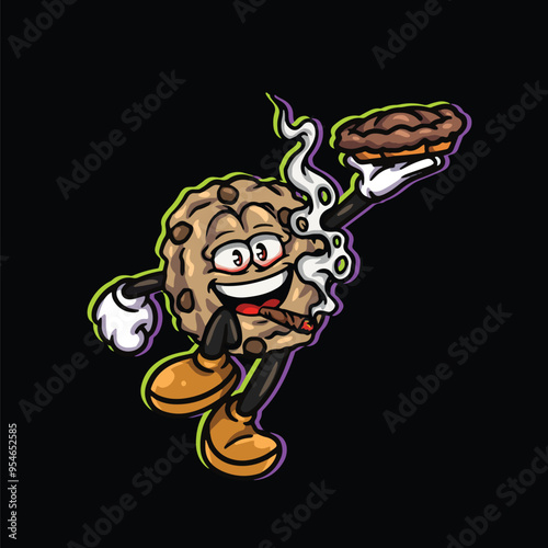 weed smoking character cartoon mascot logo leaf face happy with holding hug