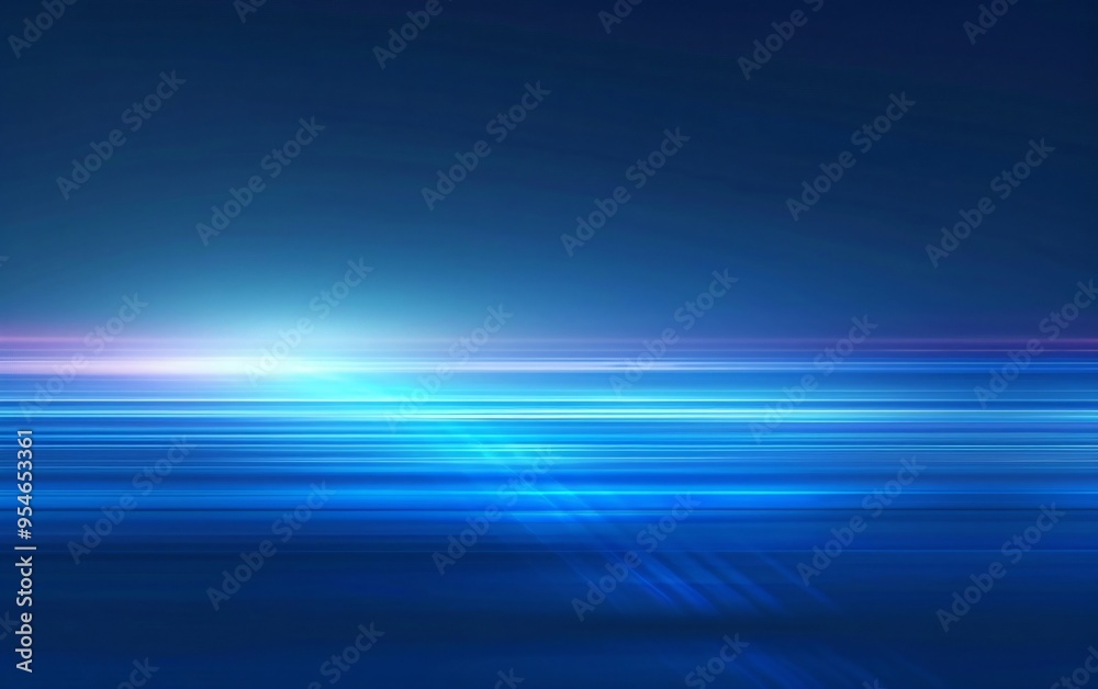 Abstract blue light trails over ocean horizon, futuristic digital design effect Abstract blue light trails over ocean horizon, futuristic digital design effect