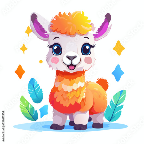 Llama Cute Small Cartoon Baby Animal Character
