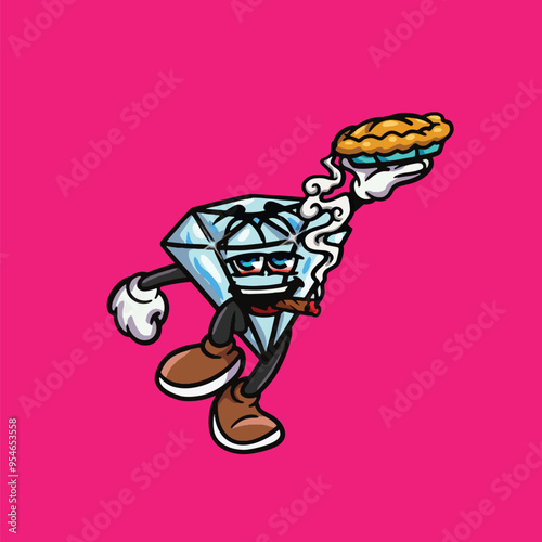 weed smoking character cartoon mascot logo leaf face happy with holding hug