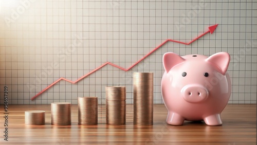 Shrinking savings account balance with a descending interest rate graph, financial anxiety