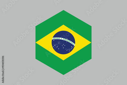 Brazil flag sign, Brazil flag over green background vector illustration, Brazilian flag vector, Brazilian national flag graphic
