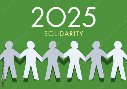 Une origami qui représente un groupe de personnes qui se donnent la main en signe de solidarité pour l’année 2025.