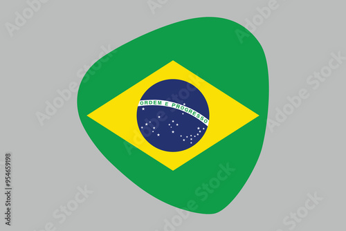 Brazil flag sign, Brazil flag over green background vector illustration, Brazilian flag vector, Brazilian national flag graphic
