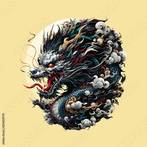 17 sebuah desain ilustrasi yang secara mulus memadukan keganasan seekor naga dengan daya tarik mistis
