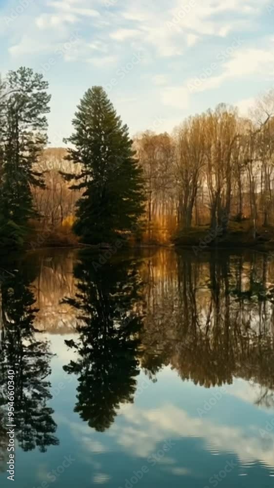 Reflection of Trees in a Calm Lake. Reflection of Trees in a Calm Lake.