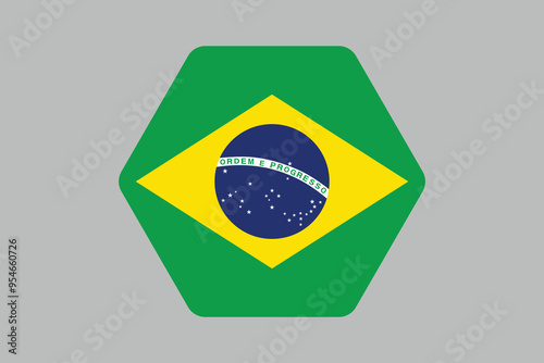 Brazil flag sign, Brazil flag over green background vector illustration, Brazilian flag vector, Brazilian national flag graphic
