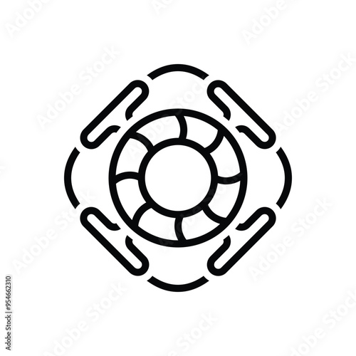 Black line icon for lifebuoy