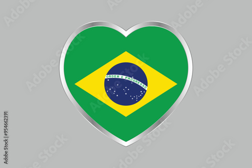 Brazil flag sign, Brazil flag over green background vector illustration, Brazilian flag vector, Brazilian national flag graphic
