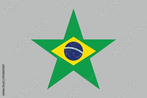 Brazil flag sign, Brazil flag over green background vector illustration, Brazilian flag vector, Brazilian national flag graphic
