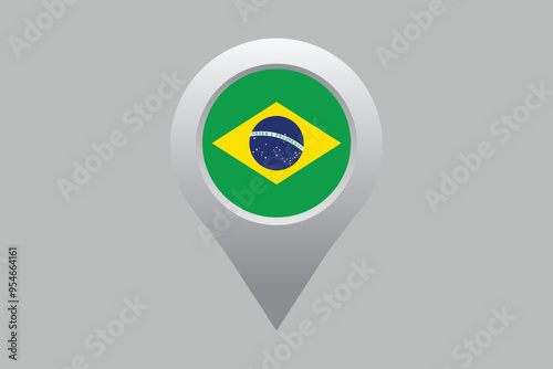 Brazil flag with location sign, Brazilian National Flag, EPS Vector Illustration, Flag of the Federative Republic of Brazil, Illustration of the Brazil flag
