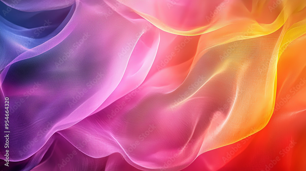 Fototapeta premium Colorful Flowing Fabric Waves, Abstract Smooth Textures with Gradient Colors