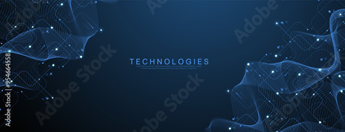 Abstract digital technology background. Digital tech motherboard texture design. Engineering circuit board concept for poster, header, banner, website, presentation.