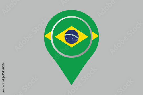 Brazil flag with location sign, Brazilian National Flag, EPS Vector Illustration, Flag of the Federative Republic of Brazil, Illustration of the Brazil flag
