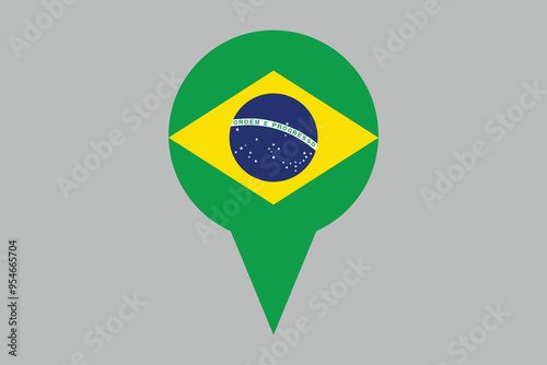 Brazil flag with location sign, Brazilian National Flag, EPS Vector Illustration, Flag of the Federative Republic of Brazil, Illustration of the Brazil flag
