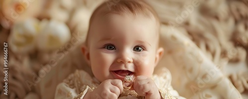 Joyful Baby Holding Wedding...