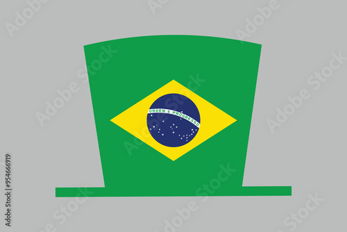 Brazil hat with flag, Brazil flag over green background vector illustration, Brazilian flag vector, Brazilian national flag graphic
