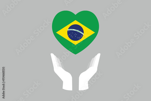 Peace for Brazil with flag, Brazilian National Flag, EPS Vector Illustration, Flag of the Federative Republic of Brazil, Illustration of the Brazil flag
