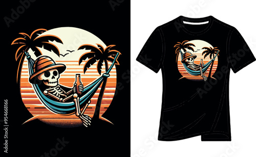 Summer Vector Tshirt Streetwear Design Cute Skeleton