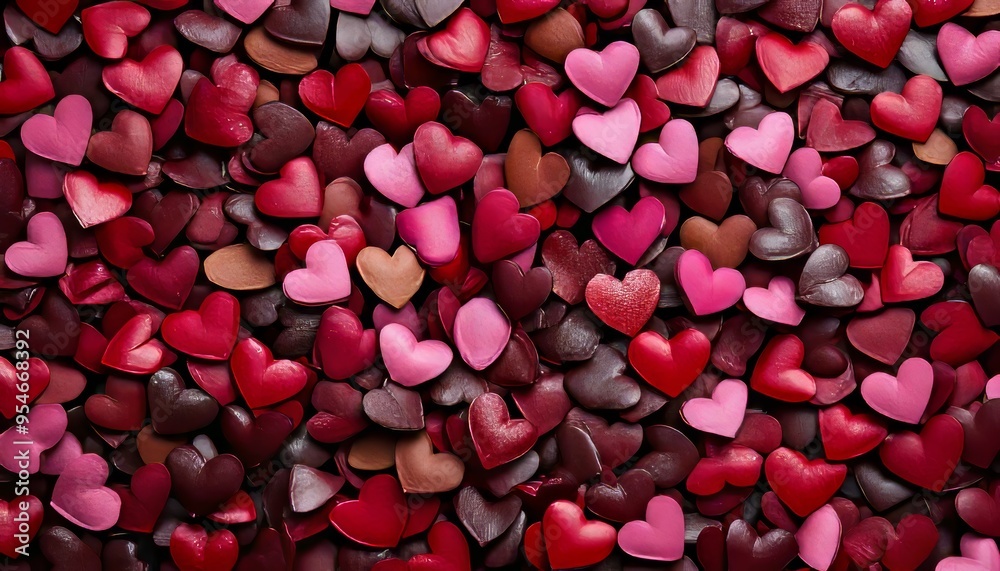 Valentines Day Romance A Close Up of Hundreds of Tiny Textured Hearts in Red and Pink