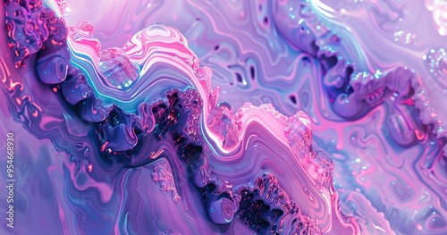 A vibrant abstract design featuring fluid shapes and a blend of pink and purple hues, creating a dynamic visual experience.
