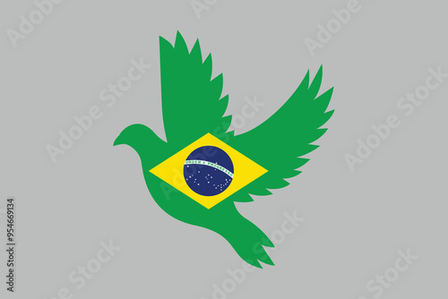 Peace for Brazil with flag, Brazilian National Flag, EPS Vector Illustration, Flag of the Federative Republic of Brazil, Illustration of the Brazil flag

