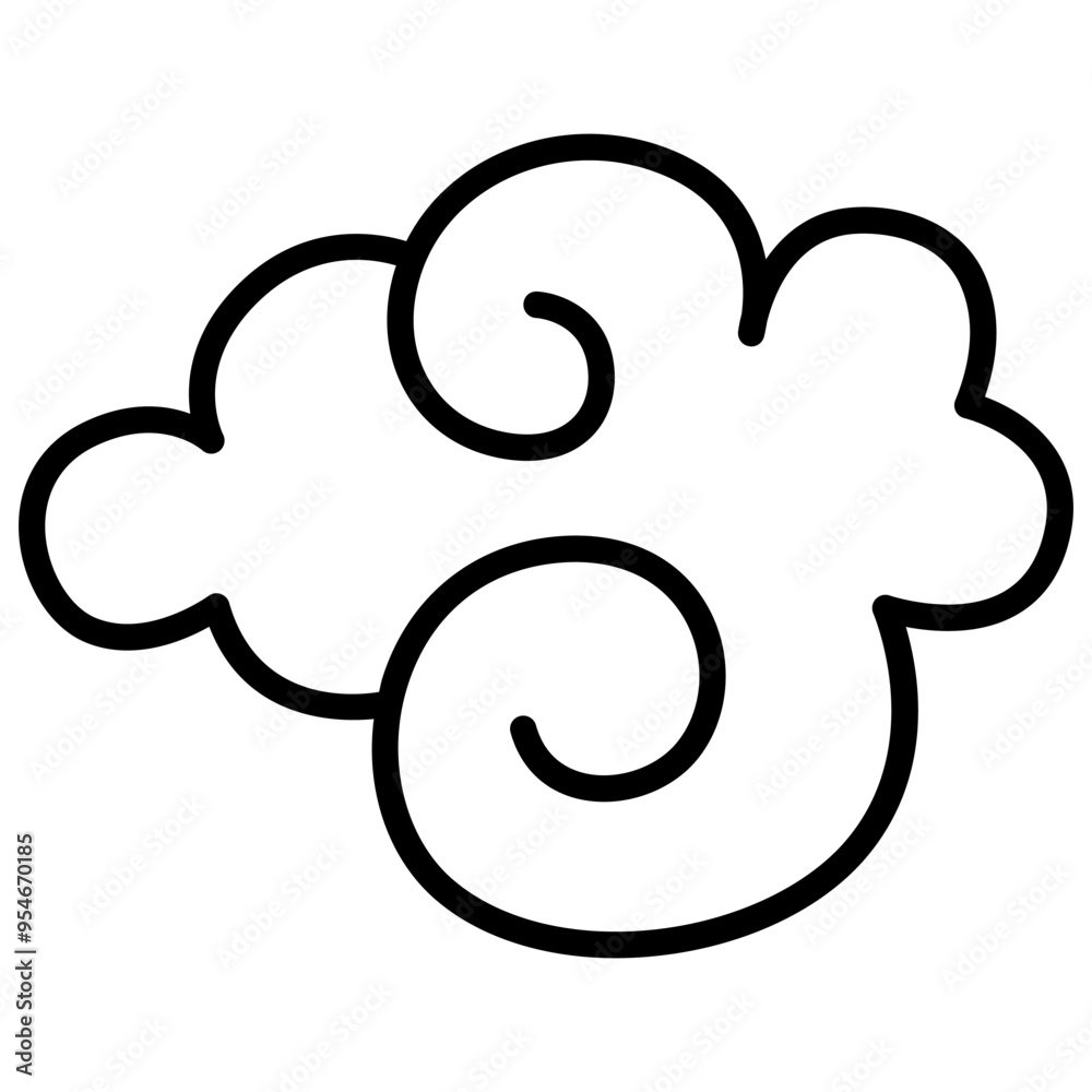 Cloud curl, fantasy cloud, oriental cloud, chinese cloud icon in thin line style vector illustration graphic design Cloud curl, fantasy cloud, oriental cloud, chinese cloud icon in thin line style vector illustration graphic design