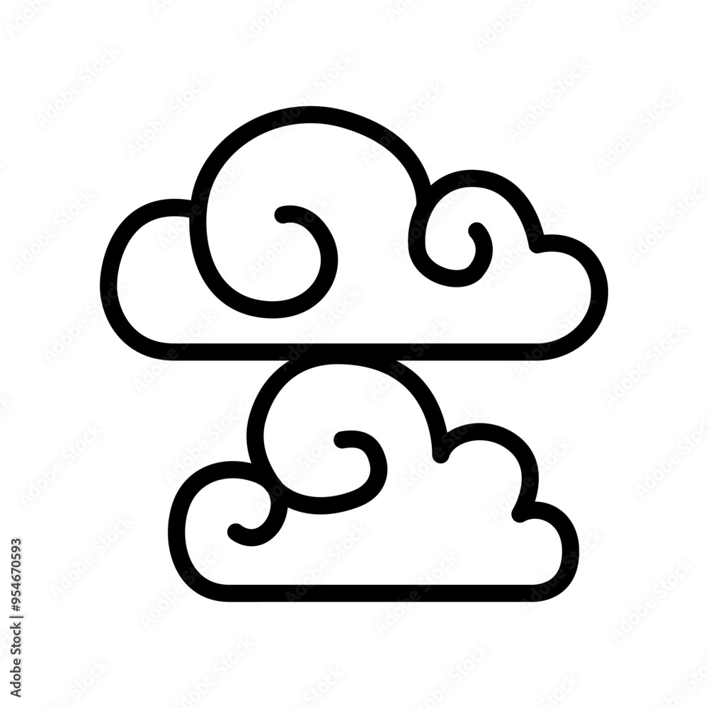 Cloud curl, fantasy cloud, oriental cloud, chinese cloud icon in thin line style vector illustration graphic design Cloud curl, fantasy cloud, oriental cloud, chinese cloud icon in thin line style vector illustration graphic design