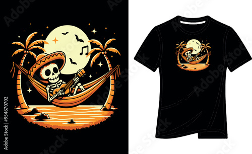Vector Tshirt Streetwear Design Cute Skeleton