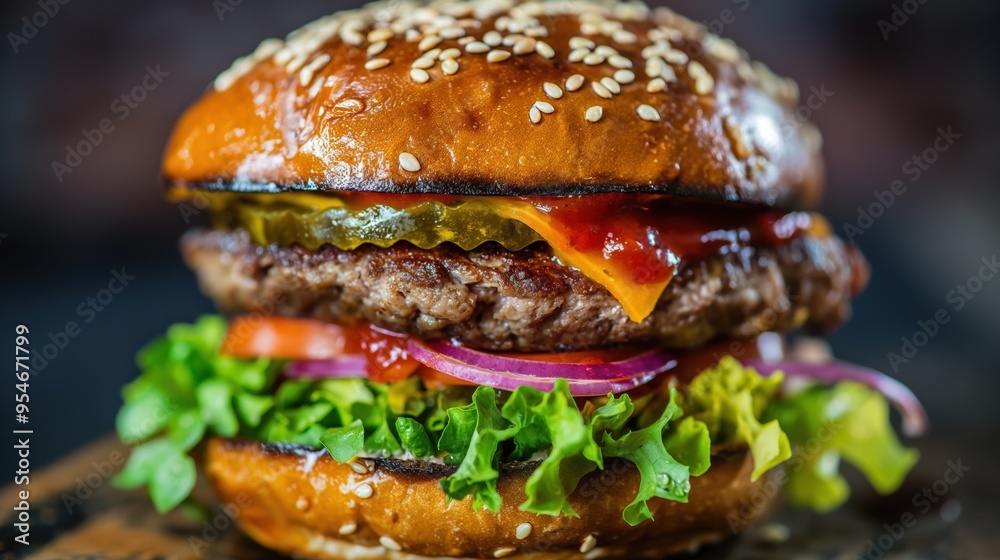 Fast food. Burger with fries. Cheeseburger. Hamburger. Tasty burger with cutlet, cheese, tomato, burger for fast food menu. Fast food. Burger with fries. Cheeseburger. Hamburger. Tasty burger with cutlet, cheese, tomato, burger for fast food menu.